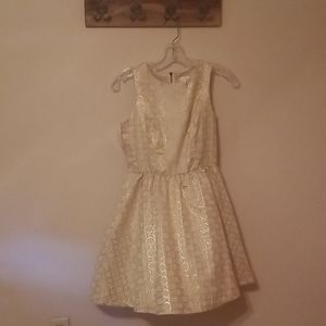 NWT Xhilaration White and Gold Patterned Dress-XS